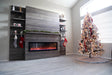 modern flames allwood fireplace wall system for modern flames spectrum slimline 60" electric fireplace installed in family room during christmas time with a christmas tree