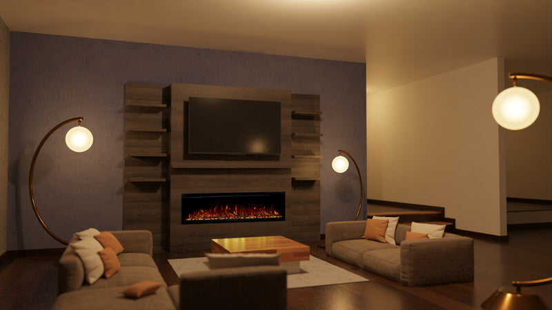 modern flames allwood fireplace wall system for modern flames spectrum slimline 60" electric fireplace installed in a modern luxury living room