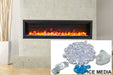 amantii symmetry bespoke 74-inch wall-mount/recessed electric fireplace product photo with ice media option