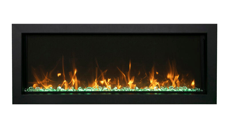 amantii panorama built-in xtra slim smart electric fireplace with green light