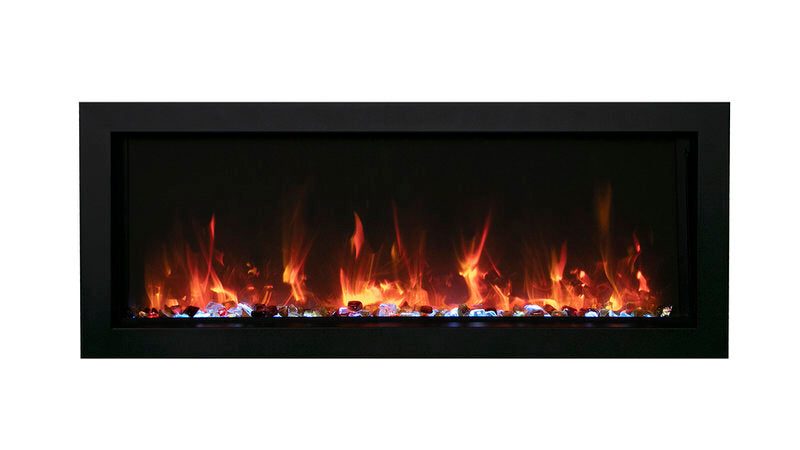 amantii built-in slim smart electric fireplace product photo with red flames