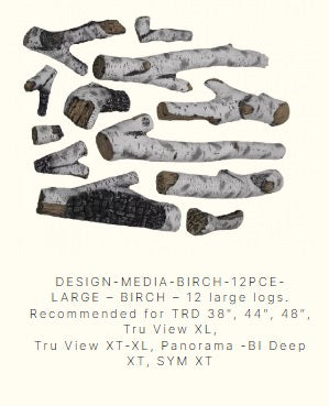 amantii design media birch 12 piece log set