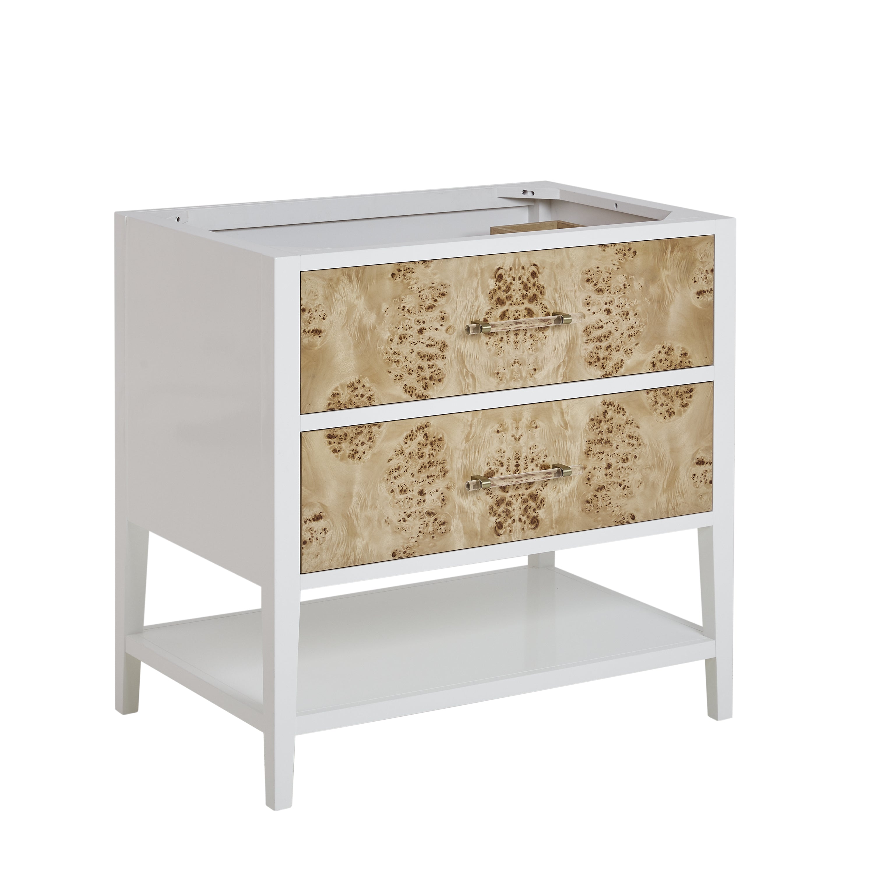 Olena 36" Single Vanity in Light Mappa Burl with Polished White Frame by James Martin Vanities - SKU | Home Luxury USA