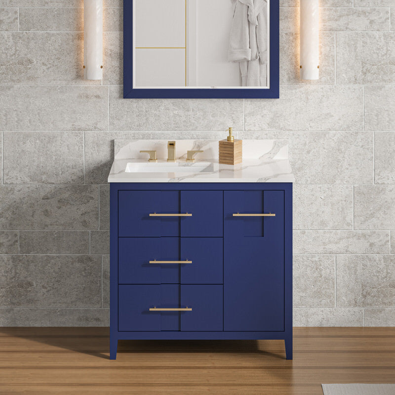 Jeffrey Alexander Katara 36-inch Single Bathroom Vanity With Top In Blue From Home Luxury USA