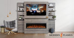 modern flames allwood fireplace wall system for modern flames spectrum slimline 60" electric fireplace installed in a modern living room driftwood grey