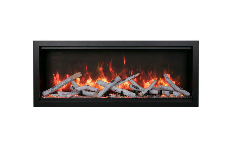 amantii symmetry bespoke 74-inch wall-mount/recessed electric fireplace birch media and orange flame