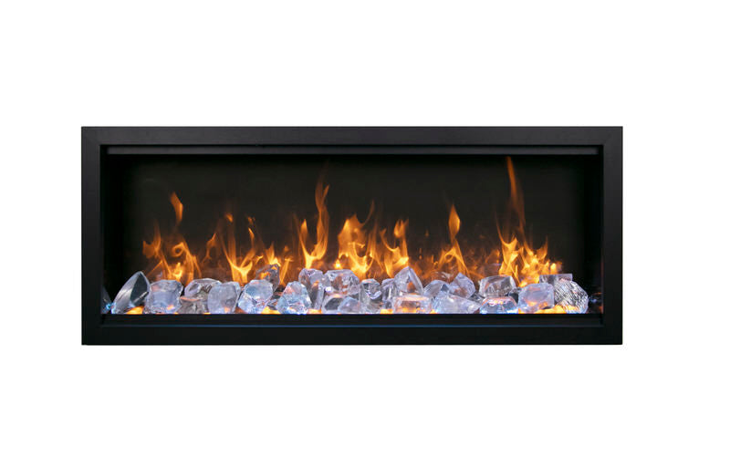 amantii symmetry bespoke 50 inch wall-mount/recessed electric fireplace product photo ice media with orange flames