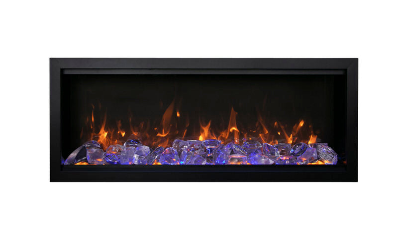 amantii symmetry bespoke 50 inch wall-mount/recessed electric fireplace blue ice media with orange flames product photo