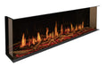 Modern flames orion multi built in or wall mounted smart electric fireplace with real flame effects angle view from the side 