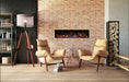 amantii panorama deep electric fireplace installed in brick fireplace