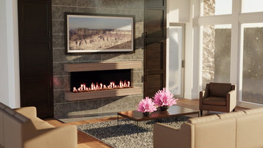 modern flames studio suites orion multi cabinet fireplace mantel installed in living room