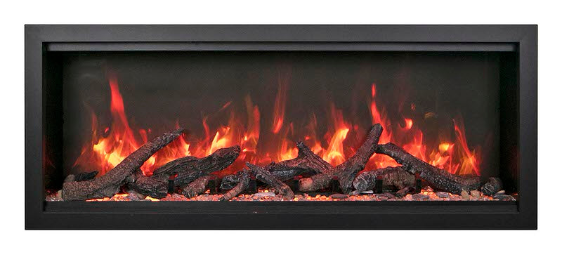 amantii symmetry bespoke extra tall electric fireplace product photo with oak log media