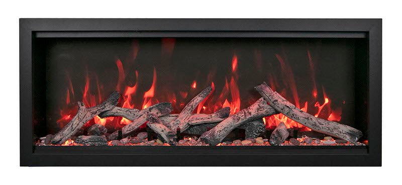 amantii symmetry bespoke extra tall electric fireplace rustic log media option