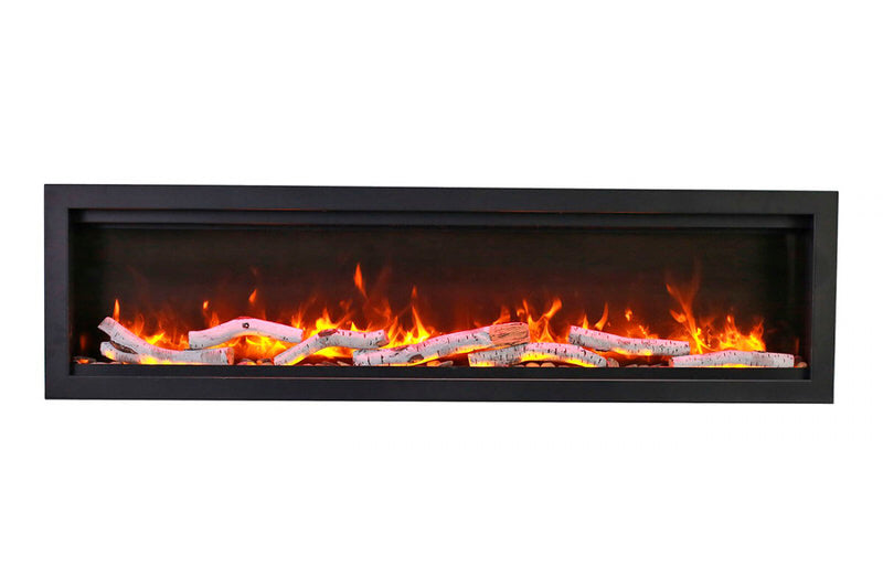 amantii symmetry bespoke 50 inch wall-mount/recessed electric fireplace birch media with yellow flames