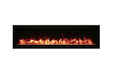 amantii symmetry bespoke 50 inch wall-mount/recessed electric fireplace ice media with orange light and orange flames