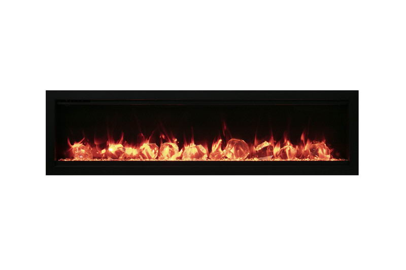 amantii symmetry bespoke 74-inch wall-mount/recessed electric fireplace ice media and orange flames