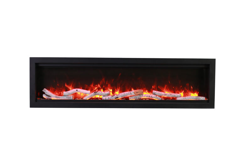 amantii symmetry series recessed/wall-mount smart electric fireplace with birch log media option