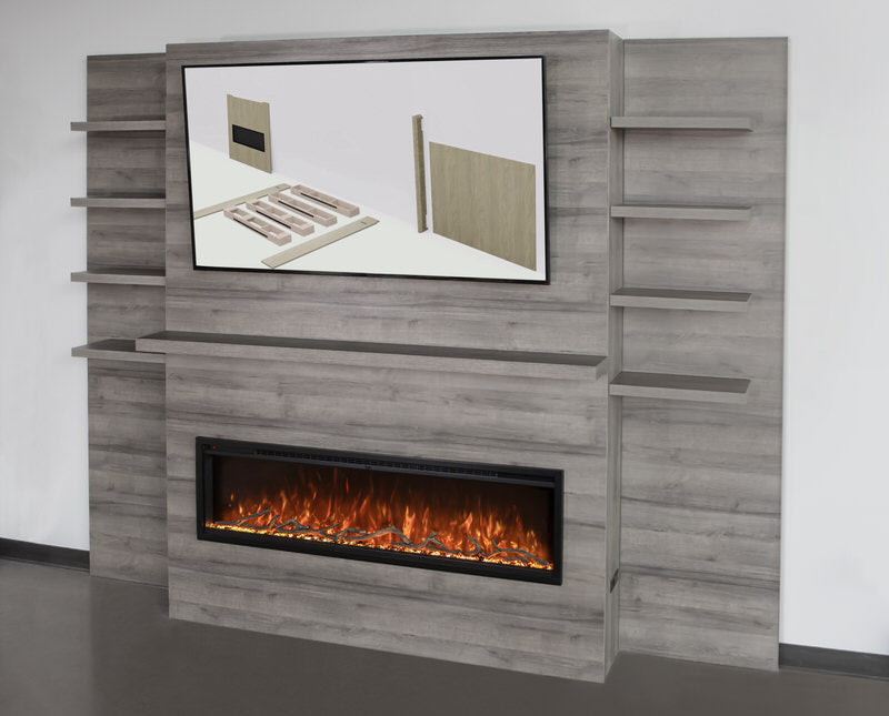 modern flames allwood fireplace wall system for modern flames spectrum slimline 60" electric fireplace product photo up close