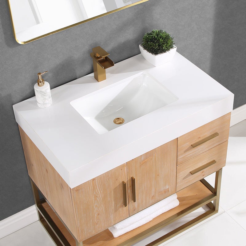 Altair inc bianco 36 inch single bathroom vanity with top