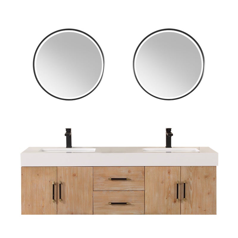 Corchia 60" Double Sink Wall Mounted Vanity with Top (More Options Available)