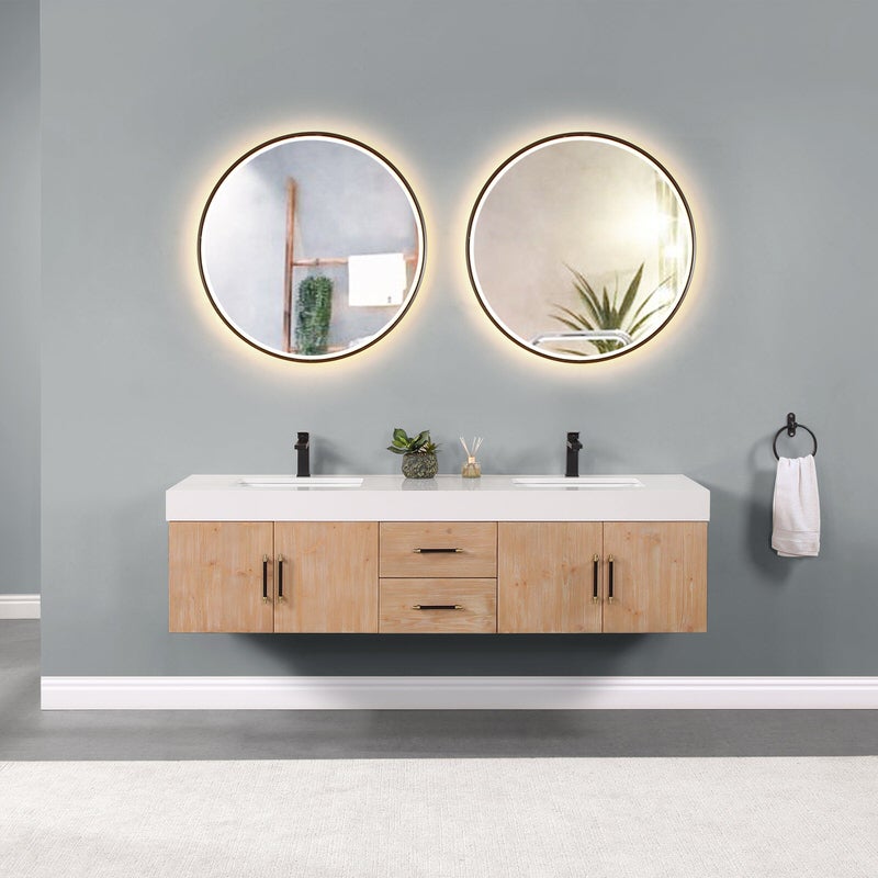 Corchia 72" Double Bathroom Wall Mounted Vanity with Top