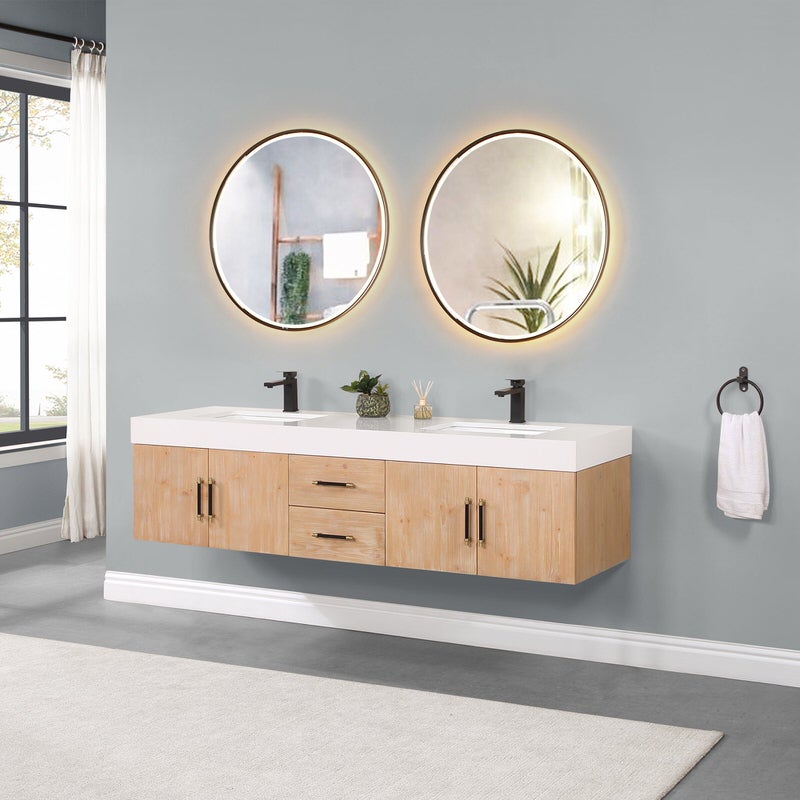 Corchia 72" Double Bathroom Wall Mounted Vanity with Top
