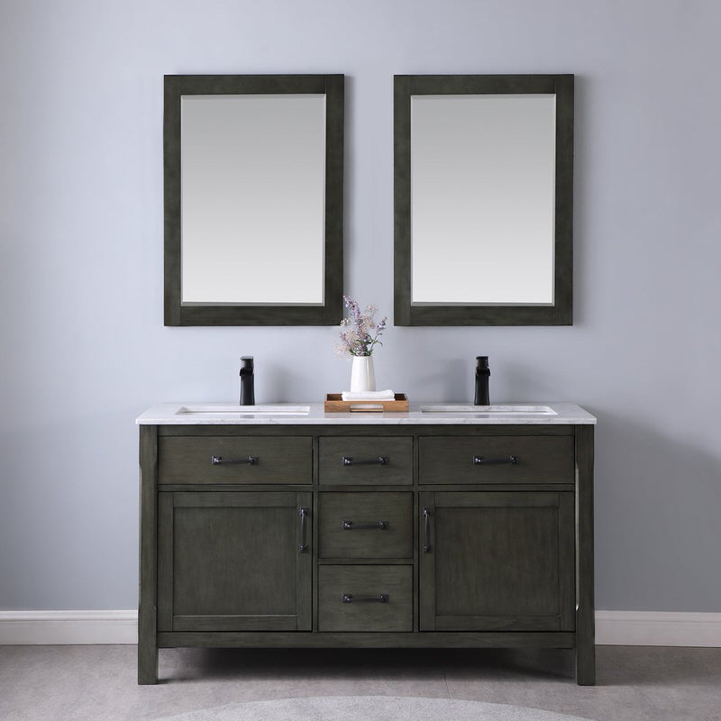 Hugo Vanities Maribella 60-inch Double Bathroom Vanity Set in Rust Black, Dual Sink with Modern Design
