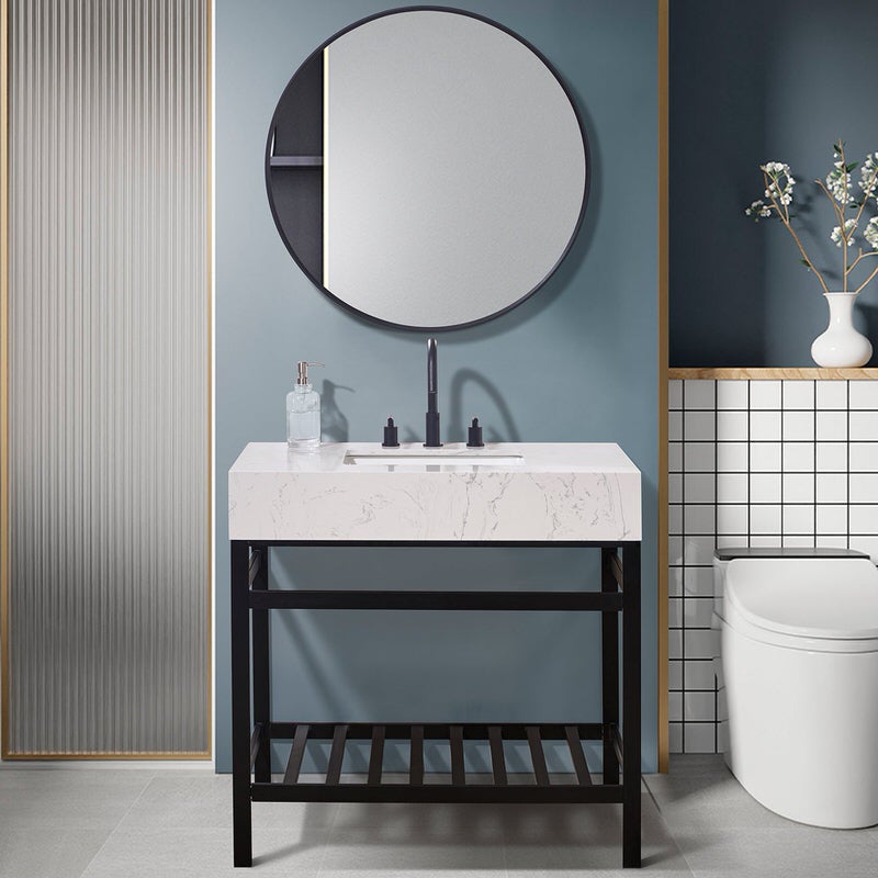 Hugo Vanities Altair Inc Merano 36-Inch Single Stainless Steel Bathroom Vanity with Multiple Options Available