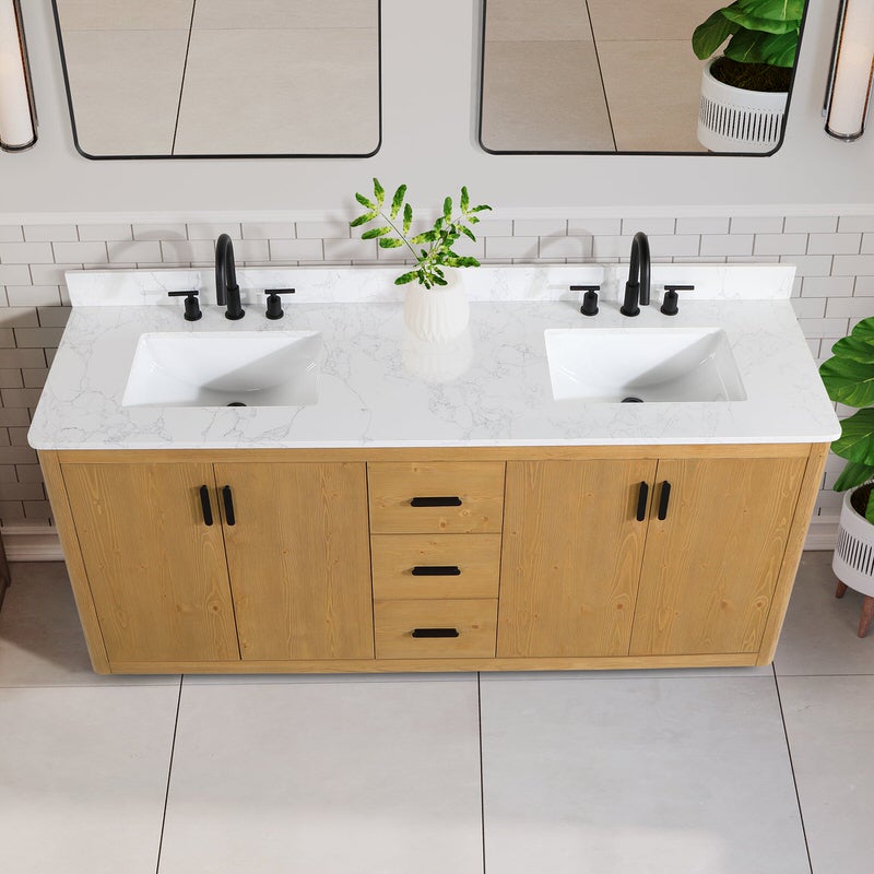 Altair Inc Perla 72-inch Natural Wood Double Sink Vanity from Hugo Vanities