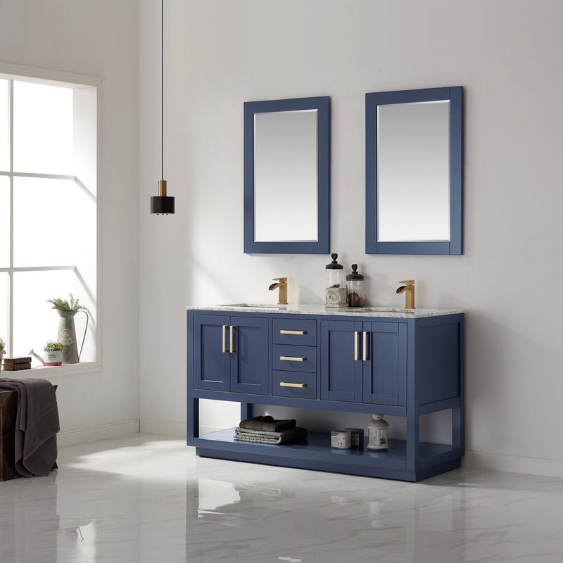 Altair Inc Remi 60-inch Double Bathroom Vanity in Blue  From Hugo Vanities