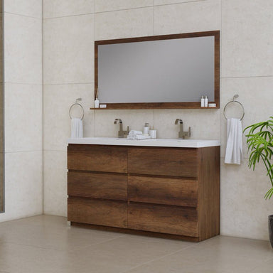 Alya Bath Paterno 60-inch Double Freestanding Bathroom Vanity In Rosewood From Hugo Vanities