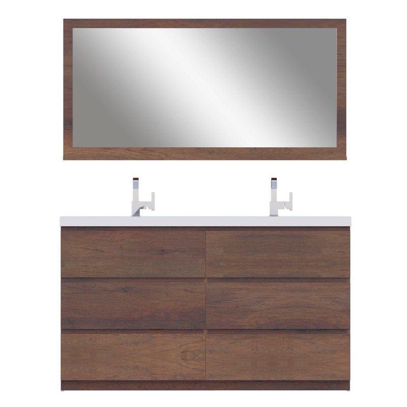 Alya Bath Paterno 60-inch Double Freestanding Bathroom Vanity In Rosewood From Hugo Vanities