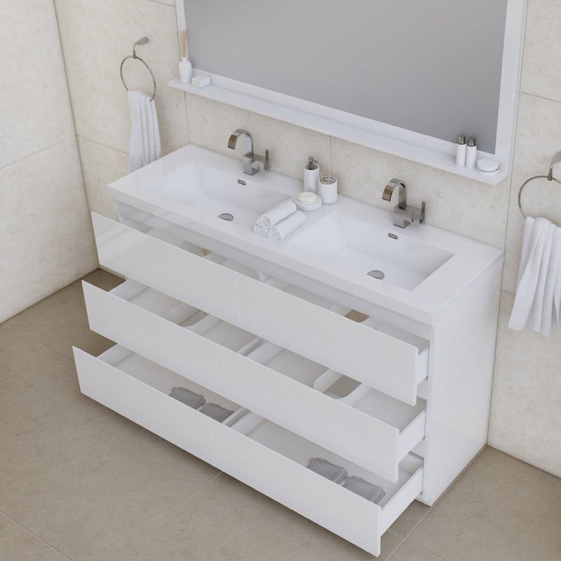 Alya Bath Paterno 60-inch Double Freestanding Bathroom Vanity In White From Hugo Vanities