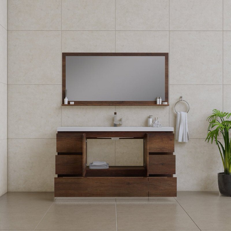 Alya Bath Paterno 60-inch Single Bathroom Vanity In Rosewood From Hugo Vanities