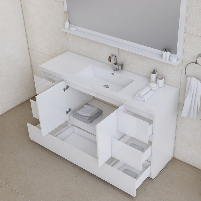 Alya Bath Paterno 60-inch Single Bathroom Vanity In White From Hugo Vanities