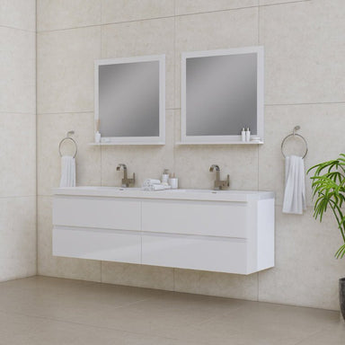 Alya Bath Paterno 72-inch Wall Mounted Floating Bathroom Vanity in White From Hugo Vanities