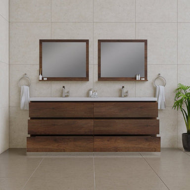 Alya Bath Paterno 84-inch Modern Freestanding Bathroom Vanity In Rosewood From Hugo Vanities