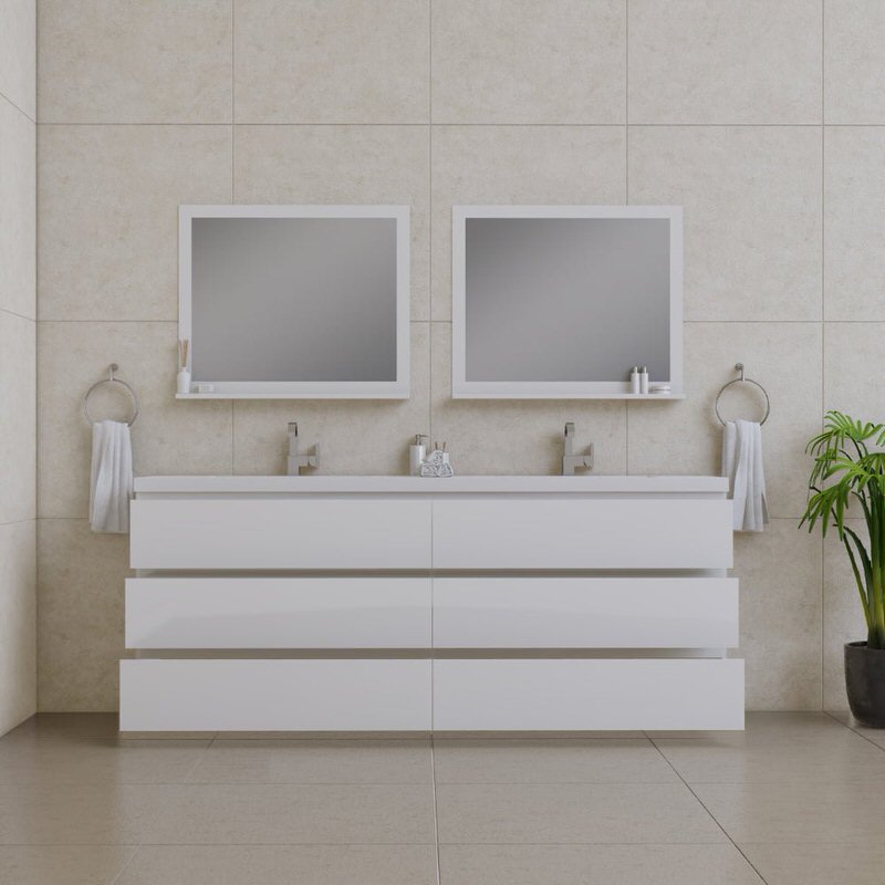 Alya Bath Paterno 84-inch Modern Freestanding Bathroom Vanity In White From Hugo Vanities