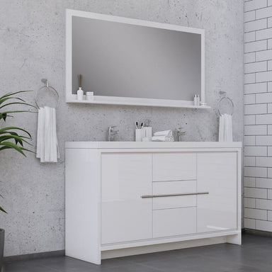 Alya Bath Sortino 60" Modern Double Bathroom Vanity in White From Hugo Vanities