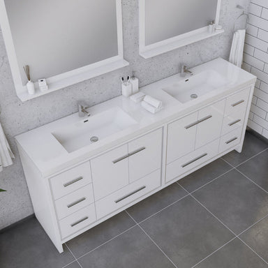 Alya Bath Sortino 84" Modern Bathroom Vanity In White From Hugo Vanities