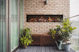 amantii panorama deep xt electric fireplace installed on outdoor balcony
