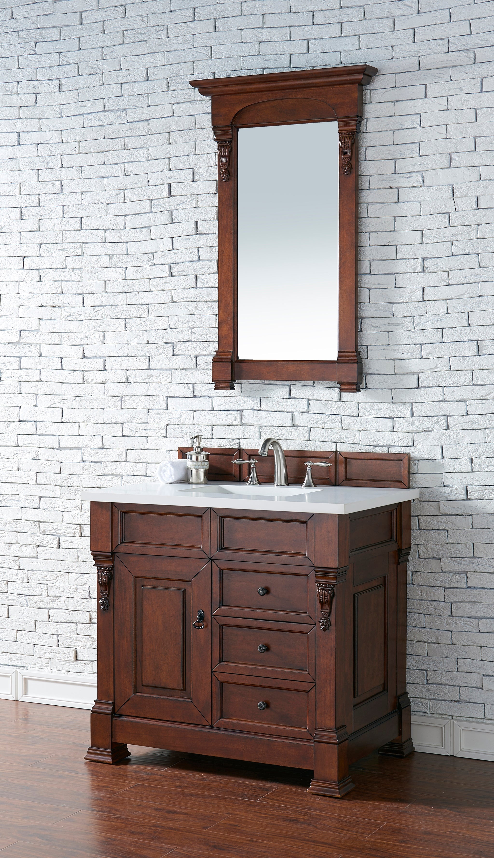 Brookfield 36" Single Bathroom Vanity in Warm Cherry