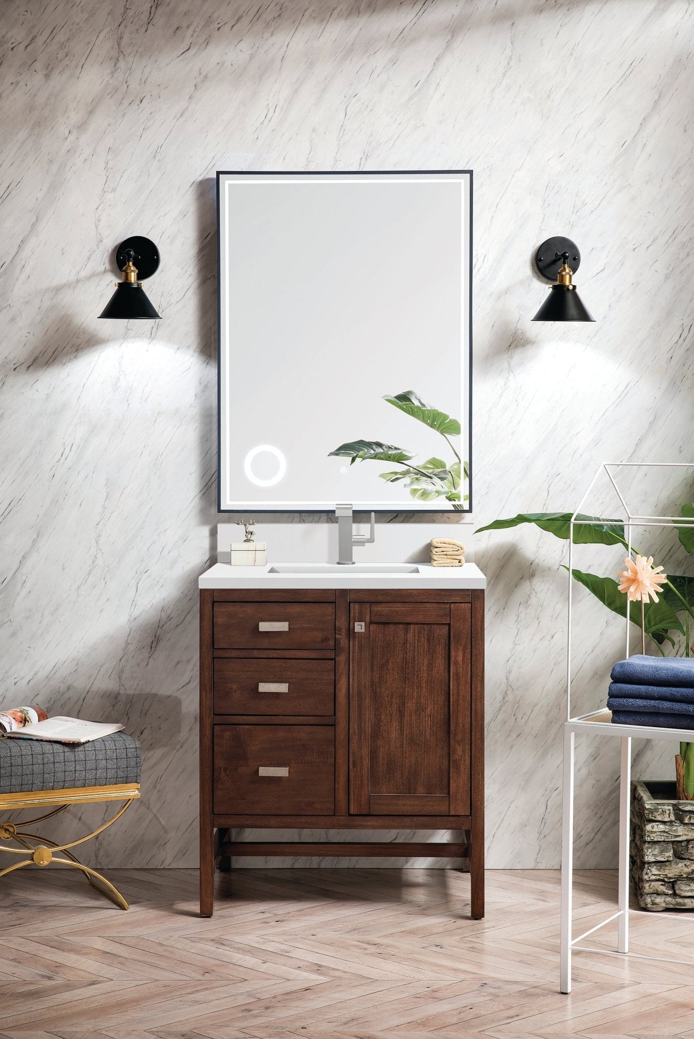 James Martin Vanities - Addison 30" Single Vanity Cabinet in Mid - Century Acacia - E444 - V30 - MCA - 1WZ - Home Luxury USA