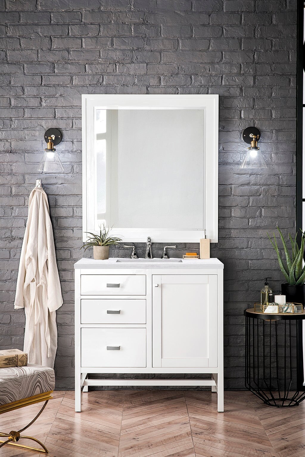 James Martin Vanities - Addison 36" Single Vanity Cabinet in Glossy White - E444 - V36 - GW - 3AF - Home Luxury USA