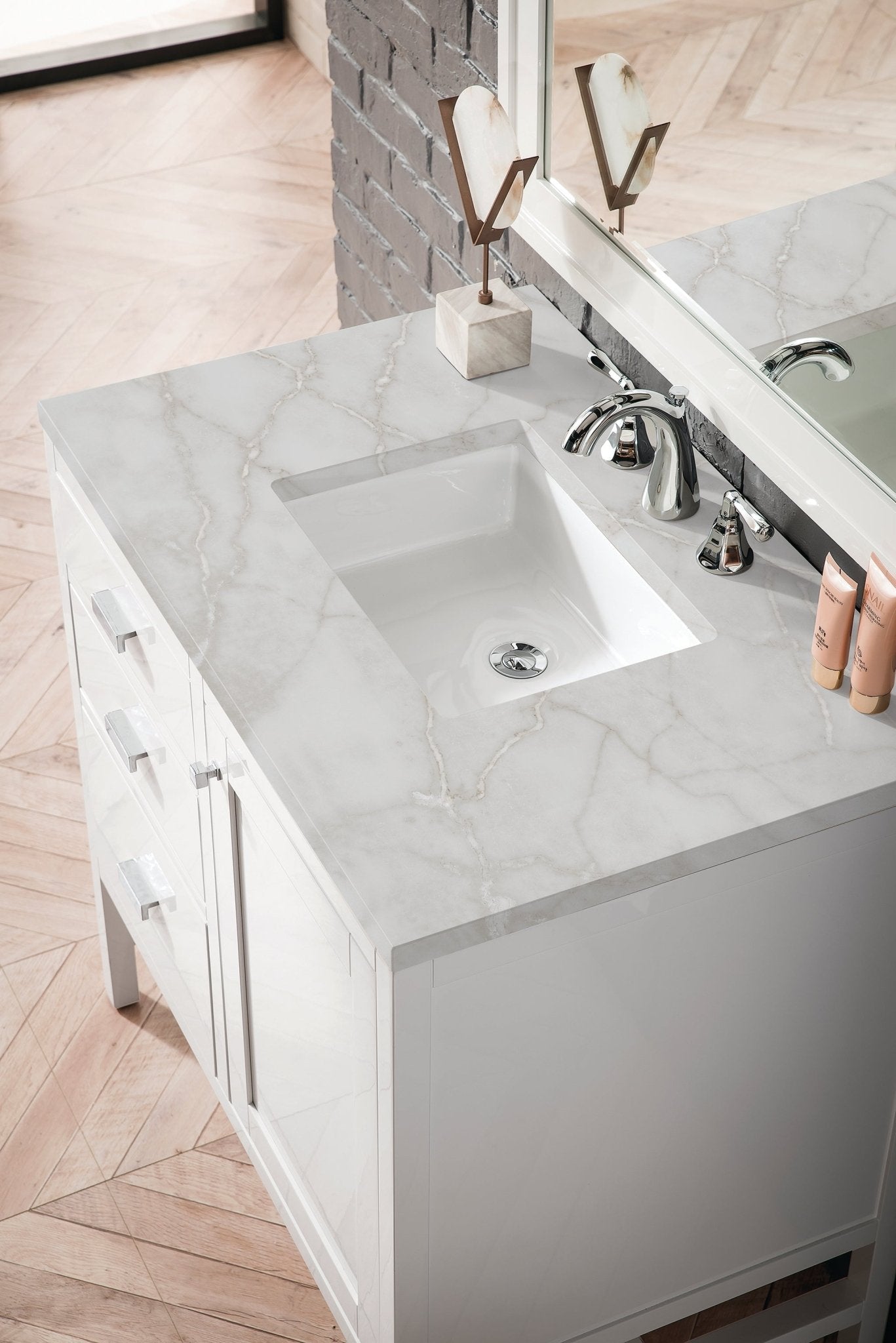 James Martin Vanities - Addison 36" Single Vanity Cabinet in Glossy White - E444 - V36 - GW - 3VSL - Home Luxury USA