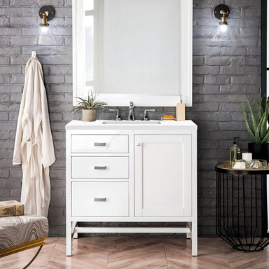 James Martin Vanities - Addison 36" Single Vanity Cabinet in Glossy White - E444 - V36 - GW - Home Luxury USA