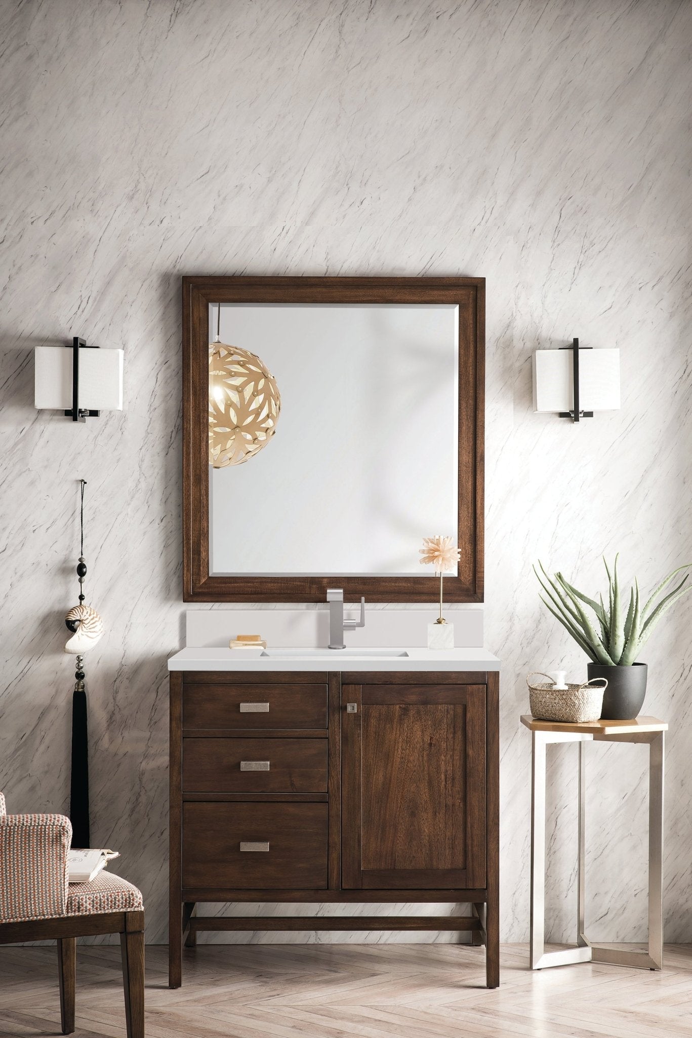 James Martin Vanities - Addison 36" Single Vanity Cabinet in Mid - Century Acacia - E444 - V36 - MCA - 1WZ - Home Luxury USA