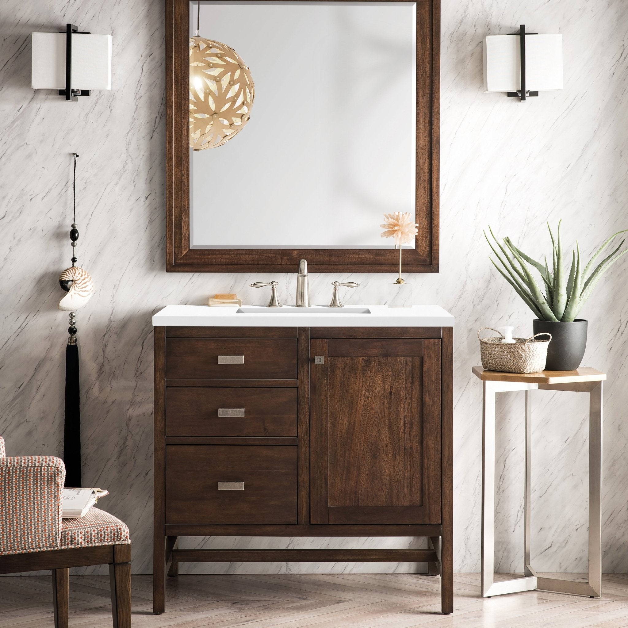 James Martin Vanities - Addison 36" Single Vanity Cabinet in Mid - Century Acacia - E444 - V36 - MCA - Home Luxury USA