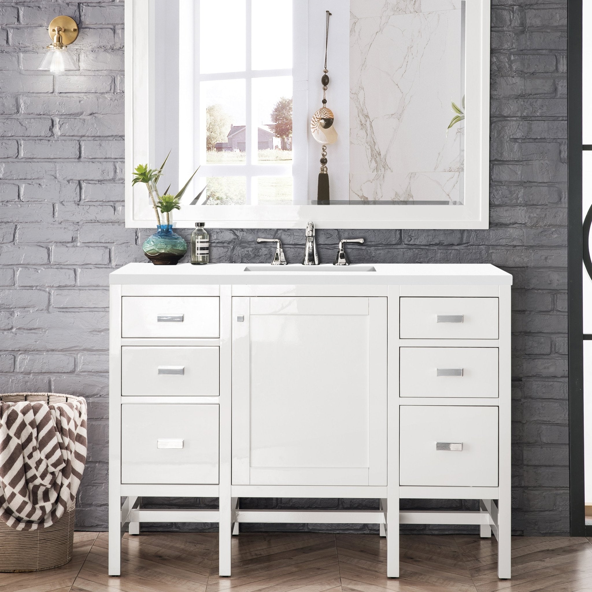 James Martin Vanities - Addison 48" Single Vanity Cabinet in Glossy White - E444 - V36 - GW - Home Luxury USA