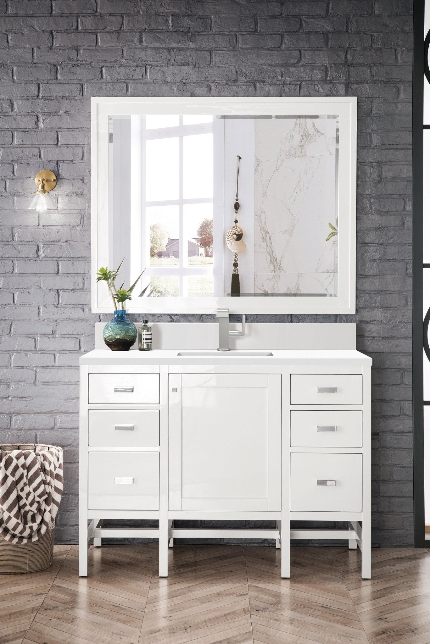 James Martin Vanities - Addison 48" Single Vanity Cabinet in Glossy White - E444 - V48 - GW - 1WZ - Home Luxury USA